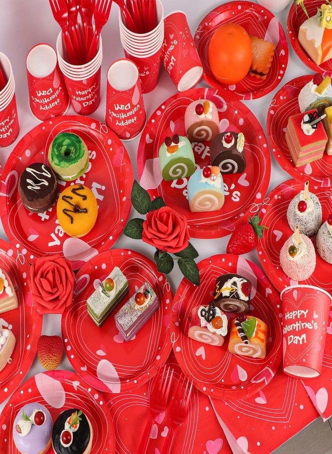 Atonofun Valentines Day Party Supplies, Valentines Day Plates and Napkins Set, Disposable Valentines Plates, Cups, Napkins and Forks for Valentine's Day, Engagements, Anniversary Party Serves 24 - Image 4